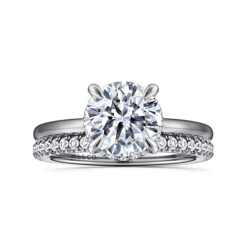 14K White Gold  Round Diamond Engagement Ring
