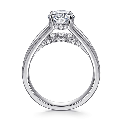 14K White Gold  Split Shank Oval Diamond Engagement Ring