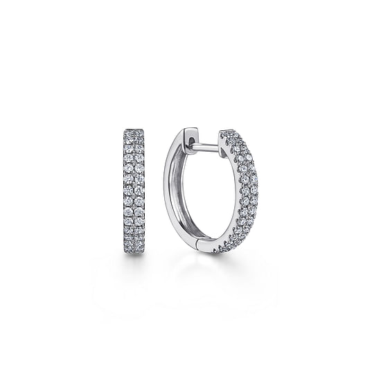 Gabriel - 14K White Gold 10mm Diamond Classic Huggies