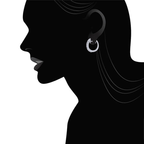 14K White Gold 10mm Round Classic Diamond Huggie Earrings