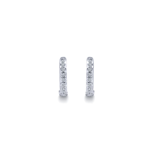 14K White Gold 10mm Round Diamond Huggies