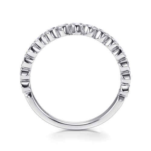 14K White Gold 11 Stone Bezel Set Diamond Anniversary Band with Milgrain