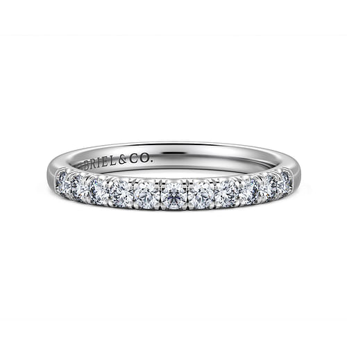 14K White Gold 11 Stone French Pavé Diamond Anniversary Band