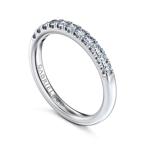 14K White Gold 11 Stone French Pavé Diamond Anniversary Band