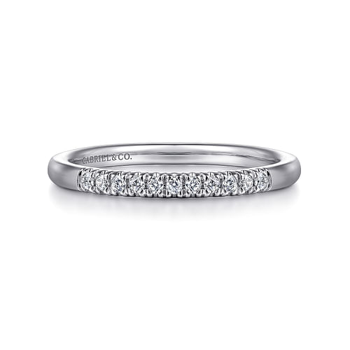 14K White Gold 11 Stone French Pavé Diamond Wedding Band