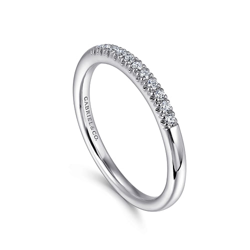 14K White Gold 11 Stone French Pavé Diamond Wedding Band