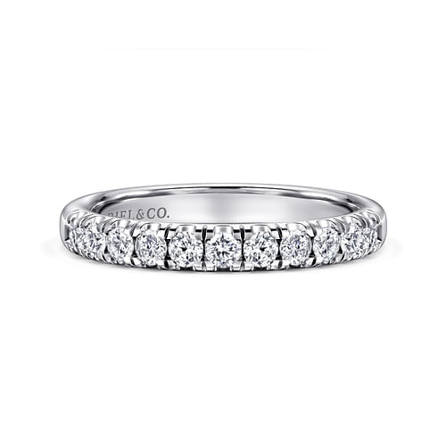 14K White Gold 11 Stone French Pavé Diamond Wedding Band