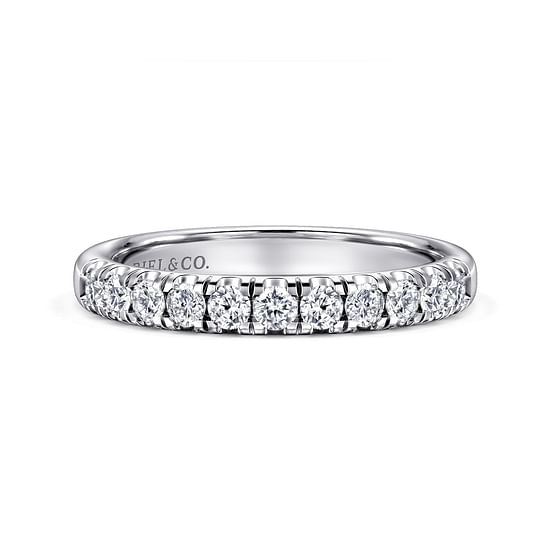 Gabriel - 14K White Gold 11 Stone French Pavé Diamond Wedding Band