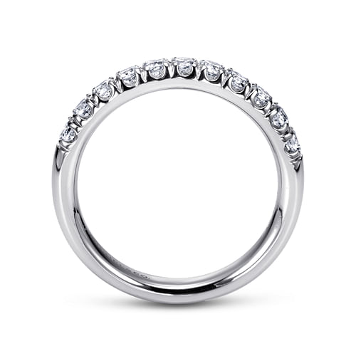 14K White Gold 11 Stone French Pavé Diamond Wedding Band