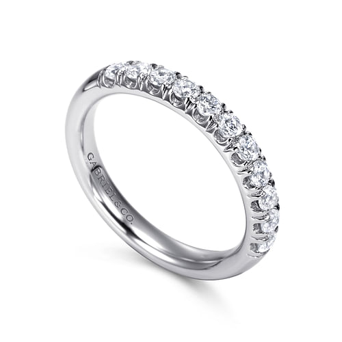 14K White Gold 11 Stone French Pavé Diamond Wedding Band