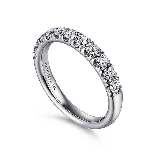 14K White Gold 11 Stone French Pavé Diamond Wedding Band