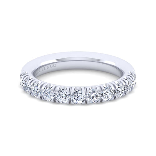 14K White Gold 11 Stone French Pavé Set Diamond Anniversary Band