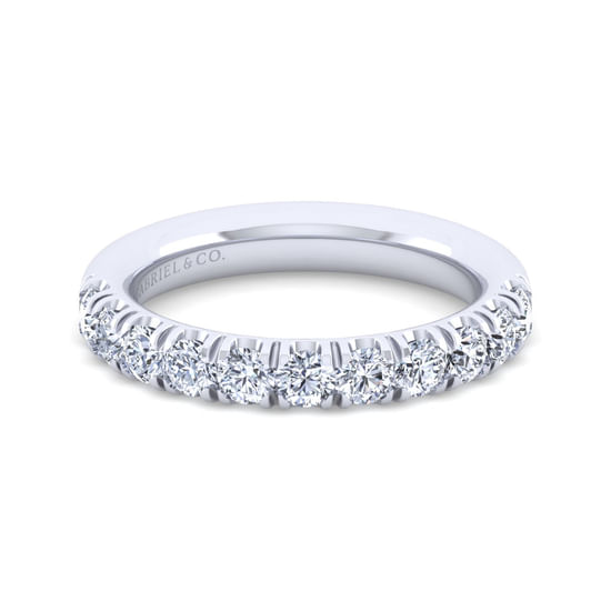 Gabriel - 14K White Gold 11 Stone French Pavé Set Diamond Anniversary Band