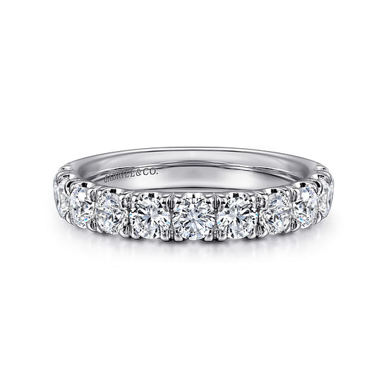 Gabriel - 14K White Gold 11 Stone French Pavé Set Diamond Wedding Band