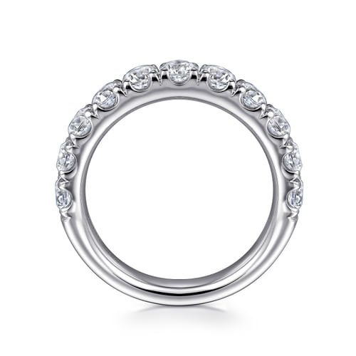 14K White Gold 11 Stone French Pavé Set Diamond Wedding Band