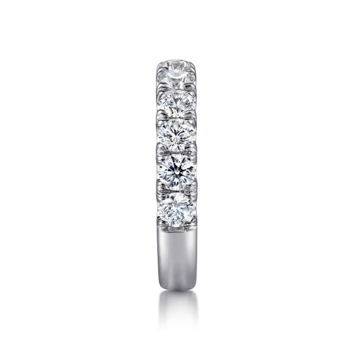 14K White Gold 11 Stone French Pavé Set Diamond Wedding Band