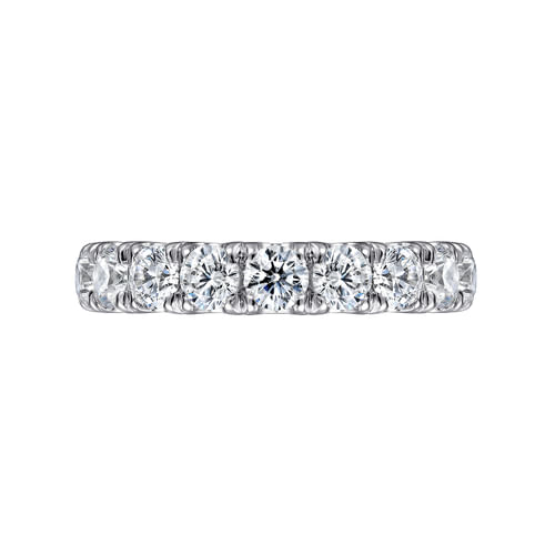 14K White Gold 11 Stone French Pavé Set Diamond Wedding Band