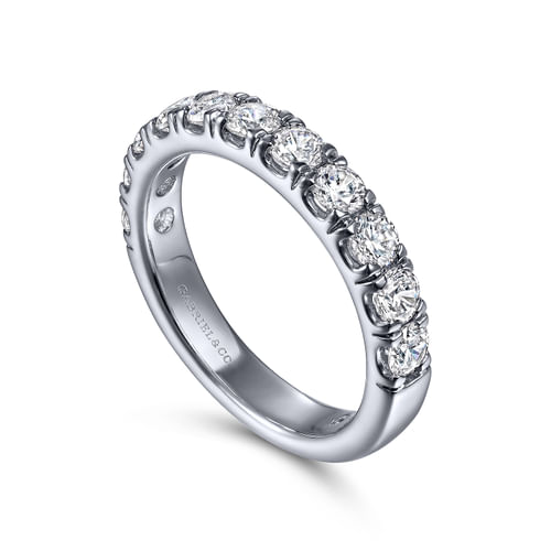 14K White Gold 11 Stone Round Diamond Anniversary Band