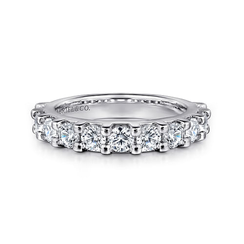 14K White Gold 11 Stone Shared Prong Diamond Anniversary Band