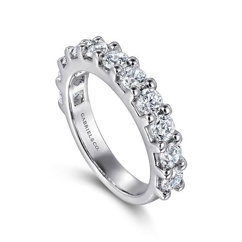 14K White Gold 11 Stone Shared Prong Diamond Anniversary Band