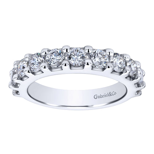 14K White Gold 11 Stone Shared Prong Diamond Anniversary Band