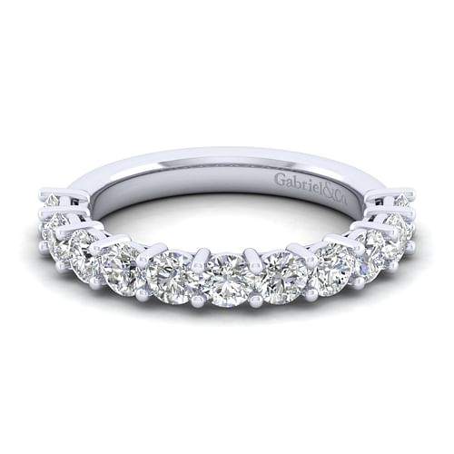 14K White Gold 11 Stone Shared Prong Diamond Anniversary Band