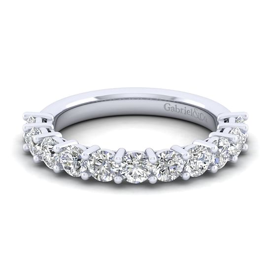 Gabriel - 14K White Gold 11 Stone Shared Prong Diamond Anniversary Band