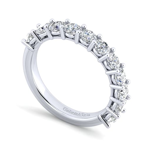 14K White Gold 11 Stone Shared Prong Diamond Anniversary Band