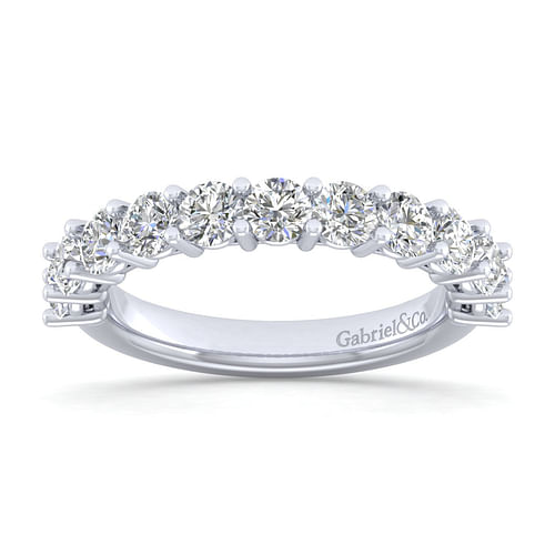 14K White Gold 11 Stone Shared Prong Diamond Anniversary Band