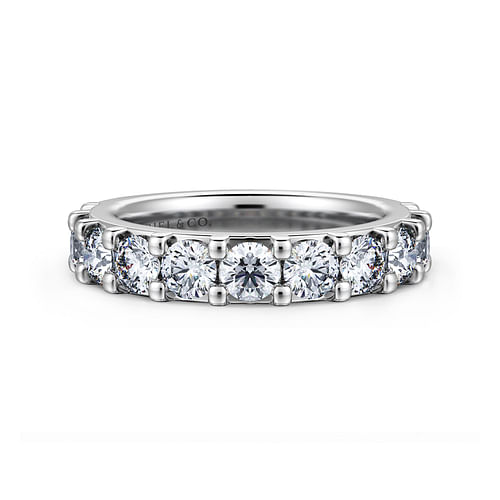 14K White Gold 11 Stone Shared Prong Diamond Anniversary Band