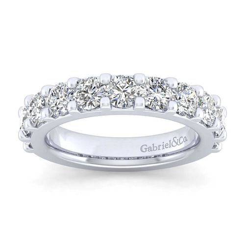 14K White Gold 11 Stone Shared Prong Diamond Anniversary Band