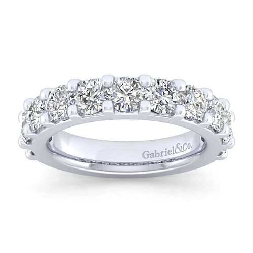 14K White Gold 11 Stone Shared Prong Diamond Anniversary Band