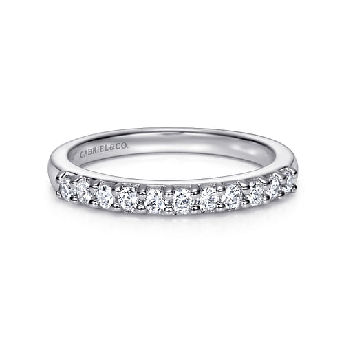 14K White Gold 11 Stone Shared Prong Diamond Anniversary Band