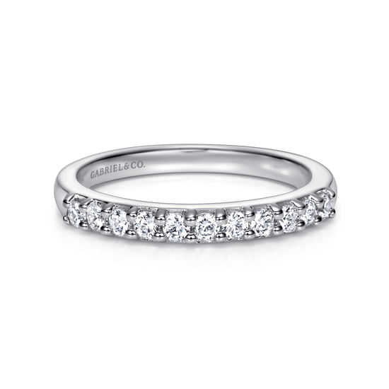 Gabriel - 14K White Gold 11 Stone Shared Prong Diamond Anniversary Band