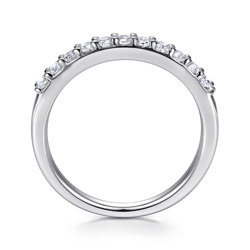 14K White Gold 11 Stone Shared Prong Diamond Anniversary Band