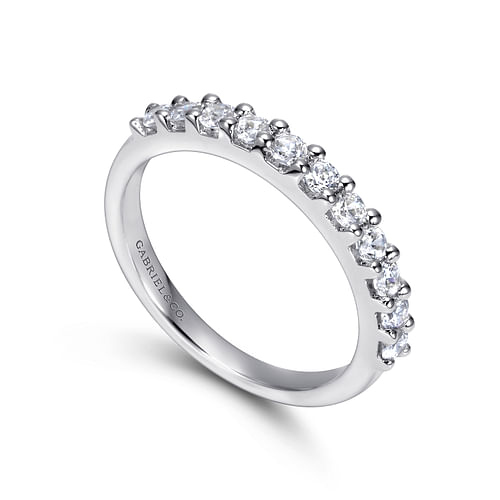 14K White Gold 11 Stone Shared Prong Diamond Anniversary Band