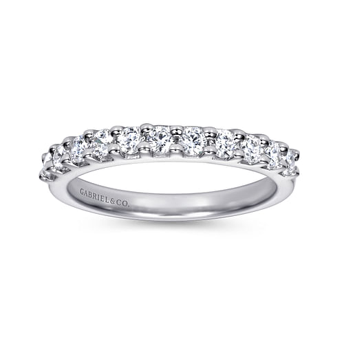 14K White Gold 11 Stone Shared Prong Diamond Anniversary Band