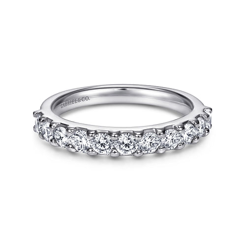 14K White Gold 11 Stone Shared Prong Diamond Anniversary Band