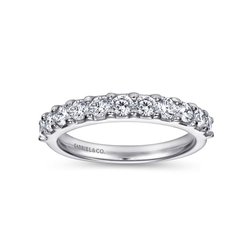 14K White Gold 11 Stone Shared Prong Diamond Anniversary Band