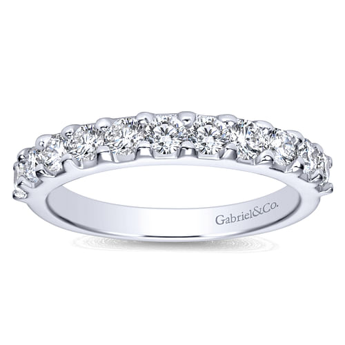 14K White Gold 11 Stone Shared Prong Diamond Anniversary Band