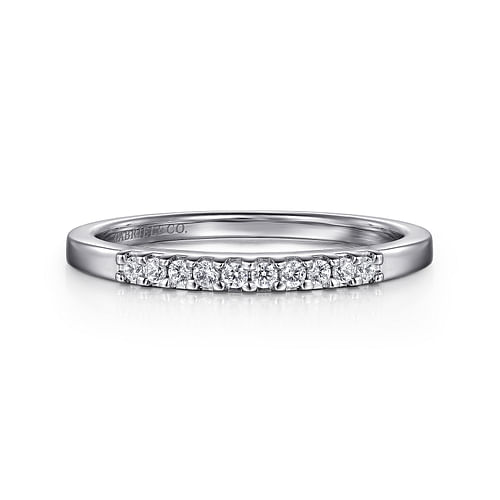 14K White Gold 11 Stone Shared Prong Diamond Wedding Band