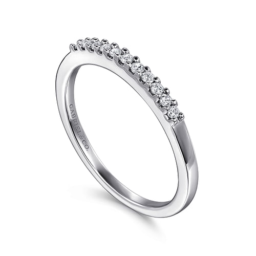 14K White Gold 11 Stone Shared Prong Diamond Wedding Band