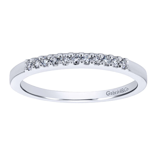 14K White Gold 11 Stone Shared Prong Diamond Wedding Band