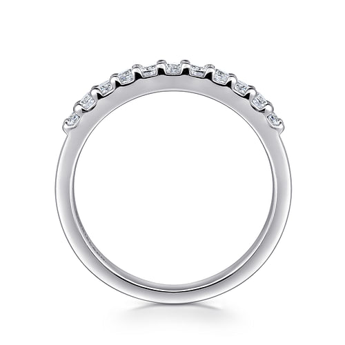 14K White Gold 11 Stone Shared Prong Set Diamond Wedding Band