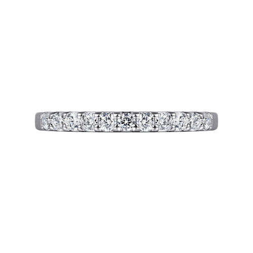 14K White Gold 11 Stone Shared Prong Set Diamond Wedding Band