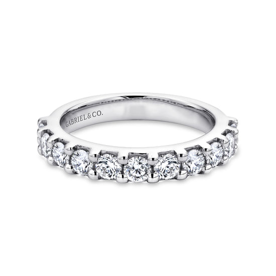 Gabriel - 14K White Gold 11 Stone Shared Prong Set Diamond Wedding Band
