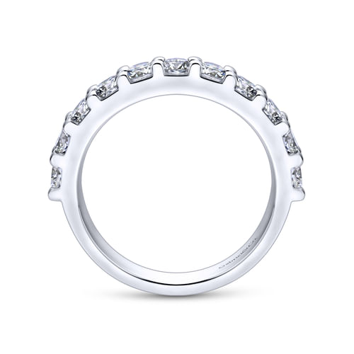 14K White Gold 11 Stone Shared Prong Set Diamond Wedding Band