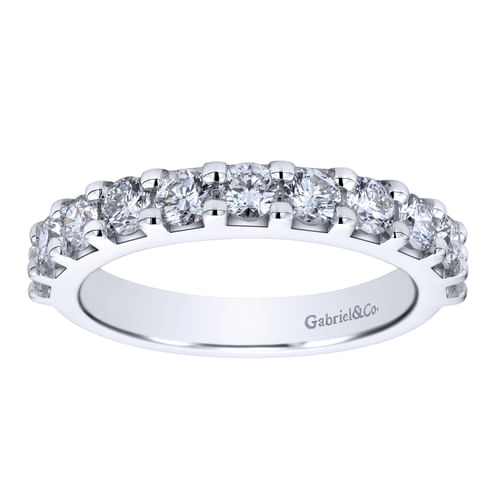 14K White Gold 11 Stone Shared Prong Set Diamond Wedding Band