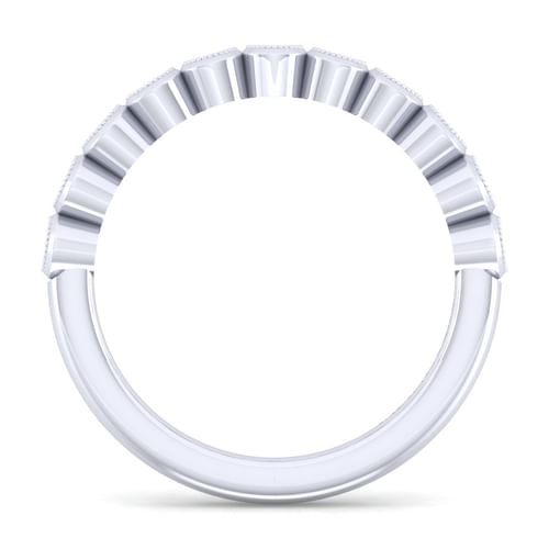 14K White Gold 11 stone Bezel Set Diamond Anniversary Band