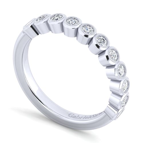 14K White Gold 11 stone Bezel Set Diamond Anniversary Band
